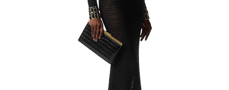 کیف زنانه تام فورد، مدل کلاچ چاپی (Printed croc leather lux clutch Tom ford) کاماپرس